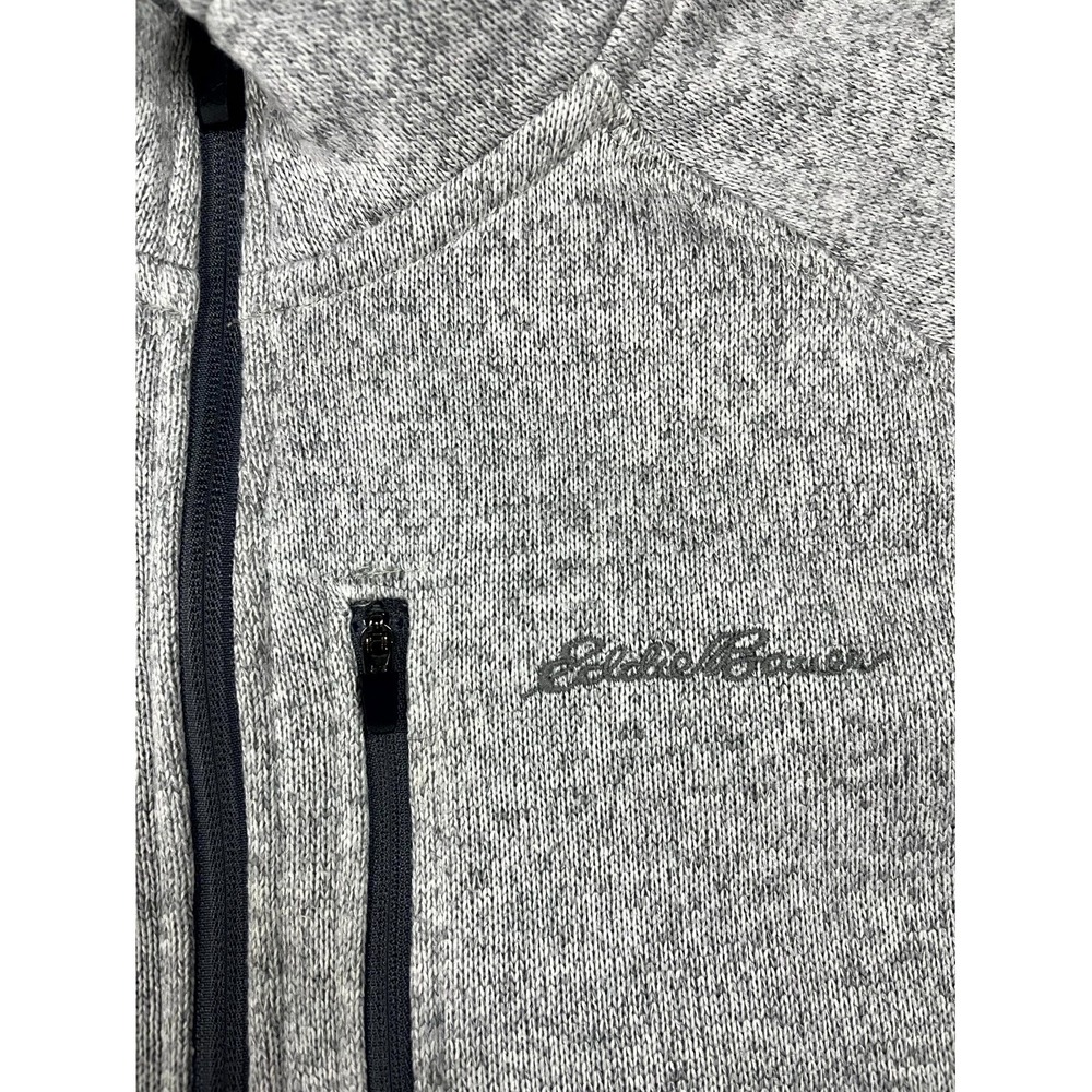 Eddie Bauer Sweater Mens 2XL Heather Gray Fleece Lined Chest Pocket Quarter Zip - Picture 4 of 10